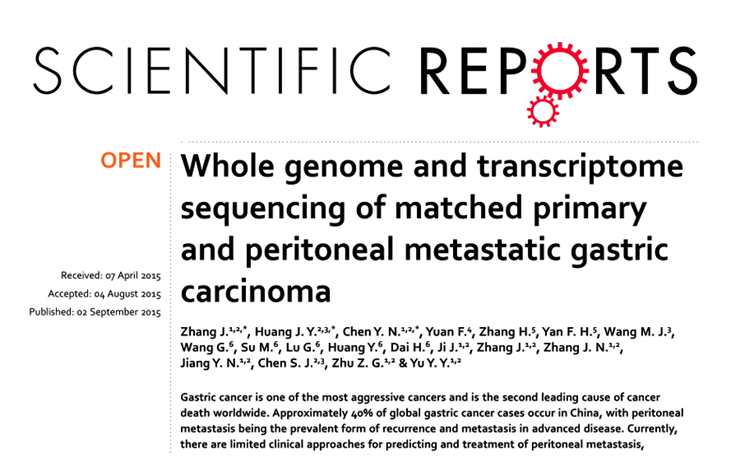 研究发现胃癌腹膜转移病变关键驱动基因
